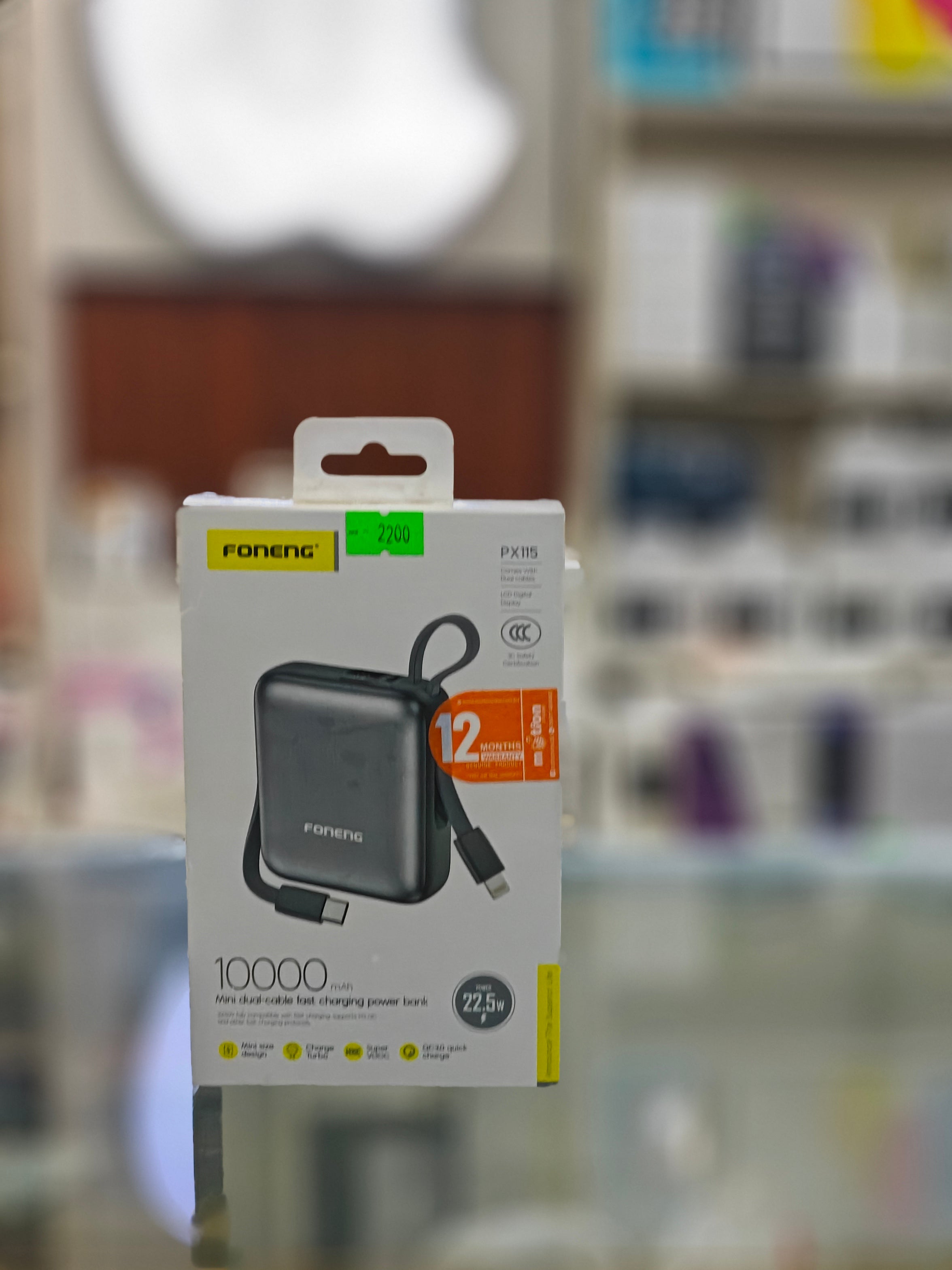 Foneng PX115 10000mAh 22.5W Dual Cable Mini Power Bank